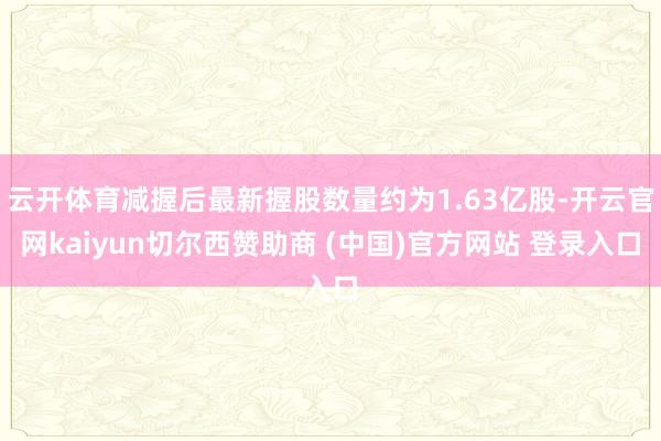 云开体育减握后最新握股数量约为1.63亿股-开云官网kaiyun切尔西赞助商 (中国)官方网站 登录入口